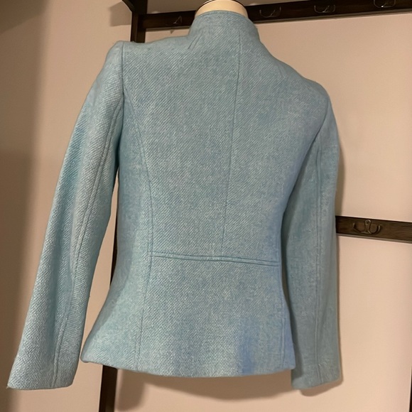 Talbots Petites Pretty Blue Tapered Fit Wool Coat. - Picture 3 of 9